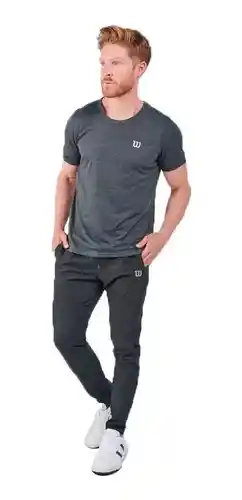 Camiseta Hombre Cuello Redondo Wilson Polyspun 73169 Gym Fitness Color Gris Claro L