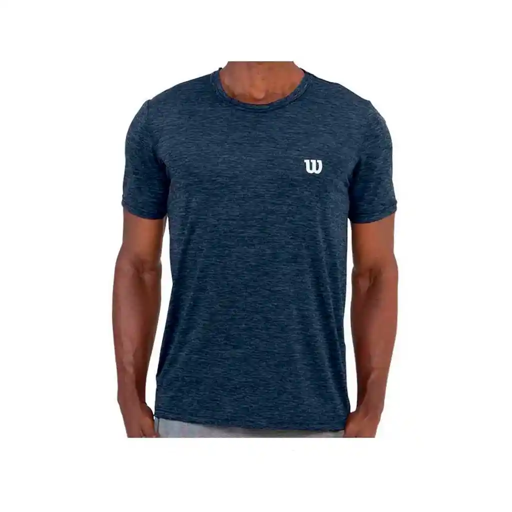 Camiseta Cuello Redondo Wilson Jaspeada 71523 Hombre Gym Azul Marino L