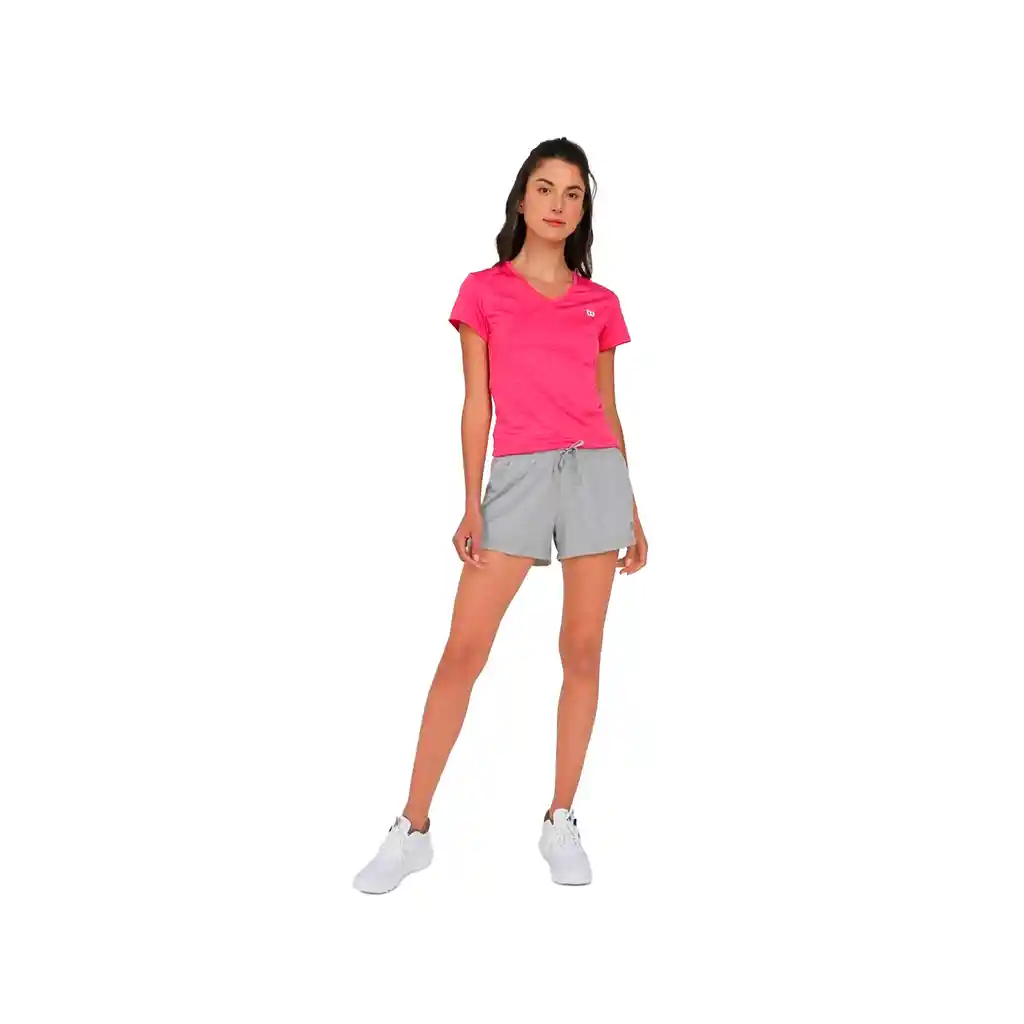 Pantaloneta Deportiva Short Wilson French 98334 Mujer Gym Fitness Jaspe L