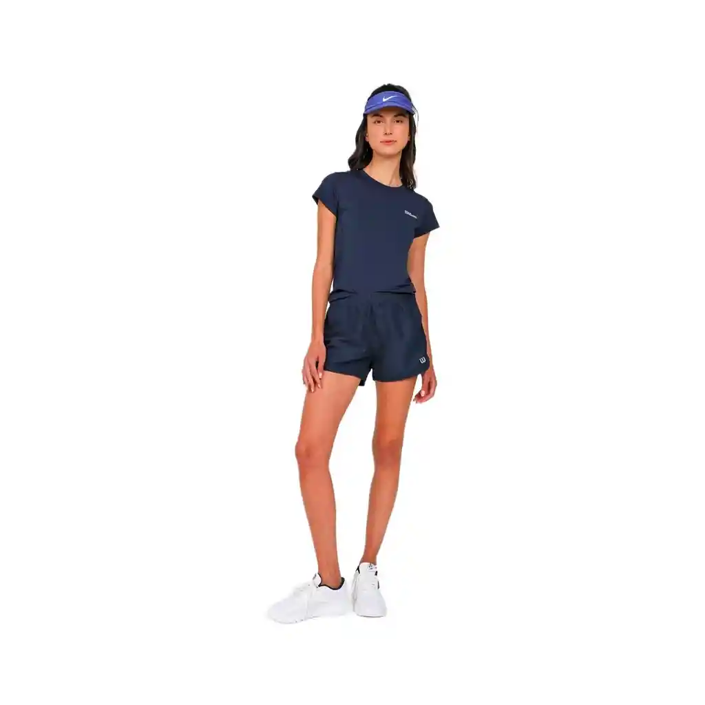 Pantaloneta Deportiva Short Wilson Micro 79329 Mujer Gym Fitness Azul Marino Xl