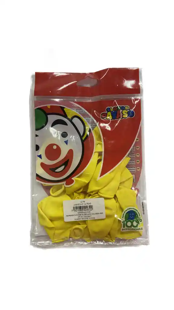 Globos Payaso R12x12 Color Amarillo