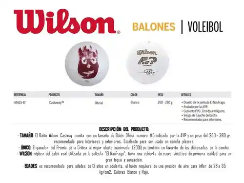 Balón De Voleibol Wilson Pelota Volleyball De Playa Castaway #05
