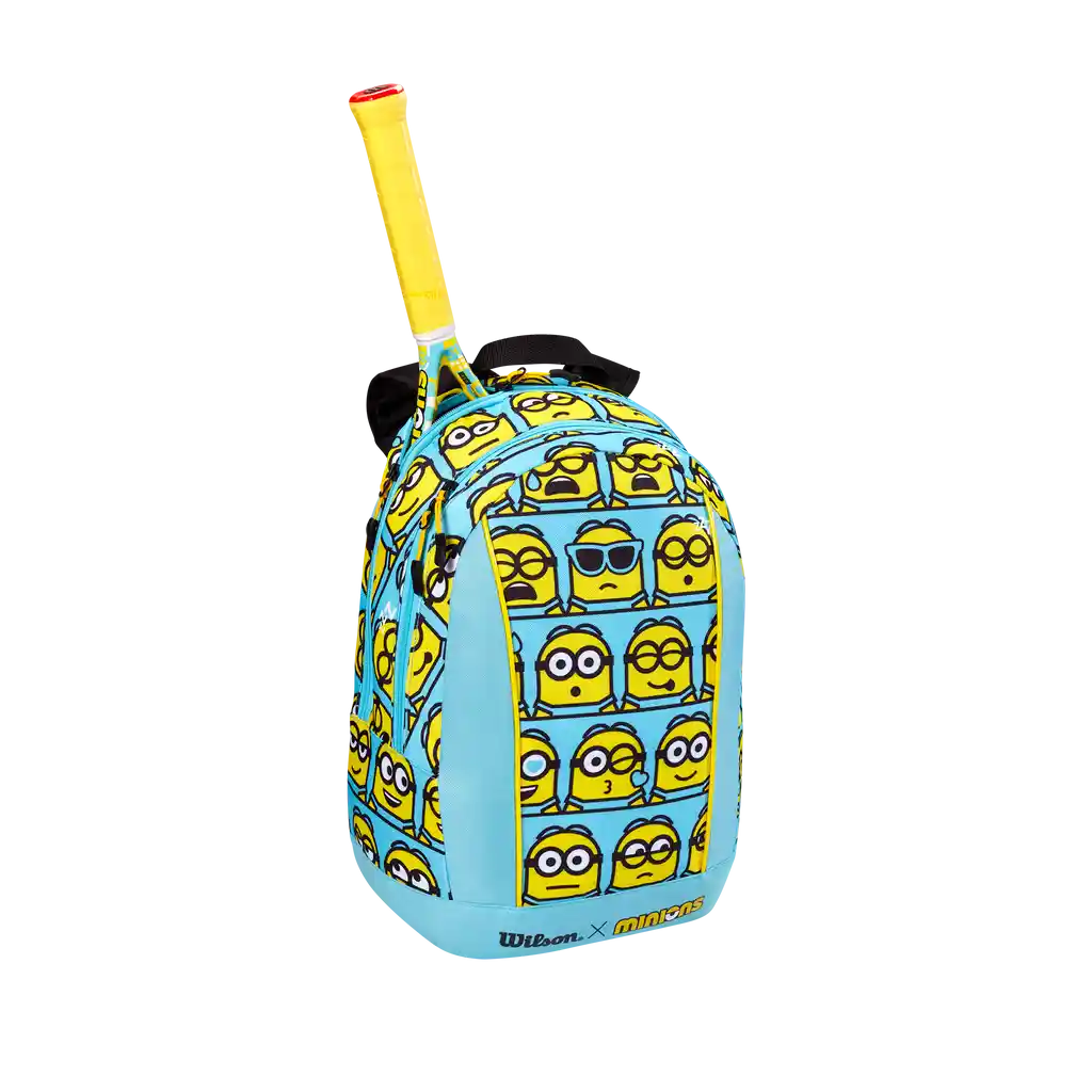 Morral Raquetero Bolso Tenis Wilson Minions Jr2 Backpack 2pk Azul Amarillo