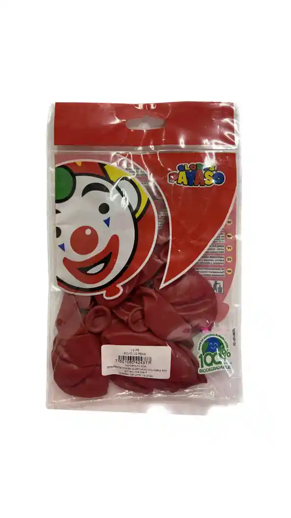 Globos Payaso R12x12 Color Rojo