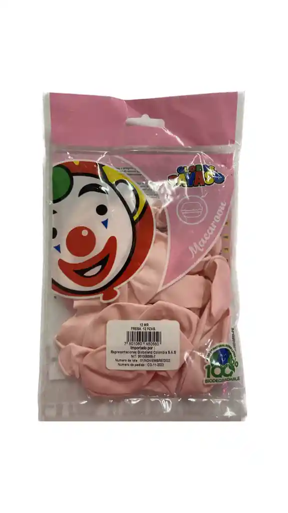 Globos Payaso R12x12 Color Fresa