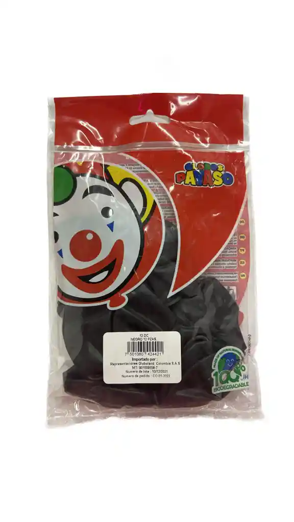 Globos Payaso R12x12 Color Negro