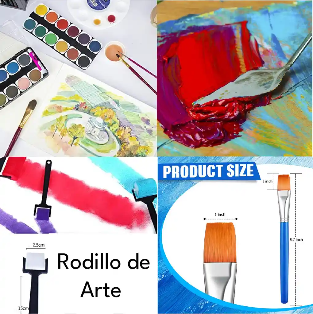 Set De Pinceles Unicolor Para Oleo Y Acrílico X 27 Piezas.