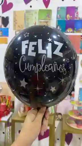 Globos Feliz Cumple Negros Economico