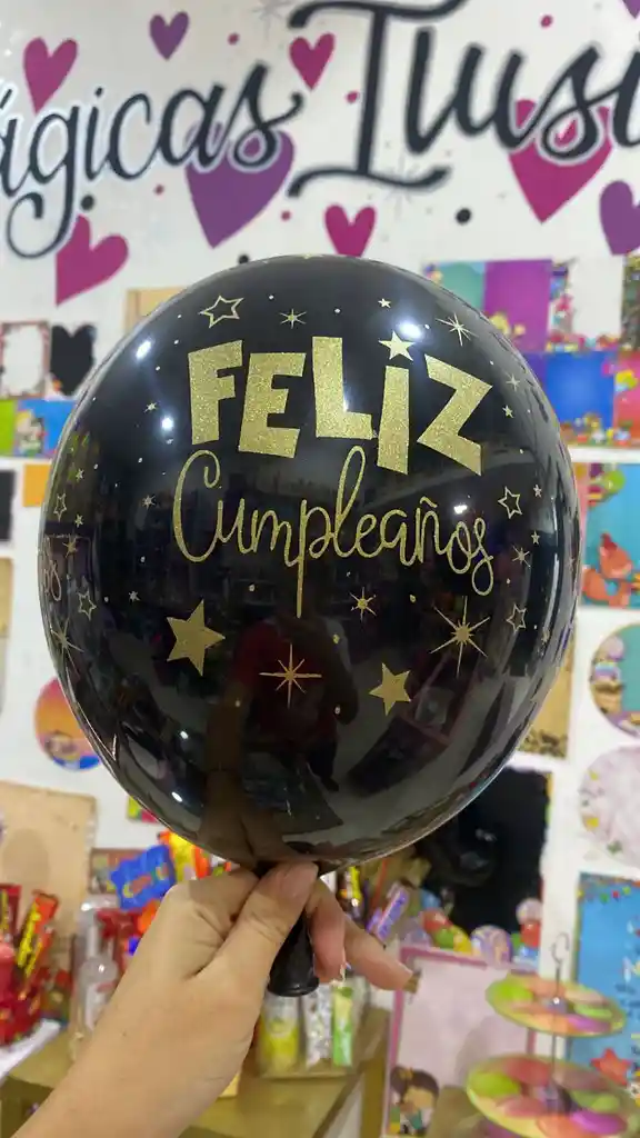 Globos Feliz Cumple Negros Economico