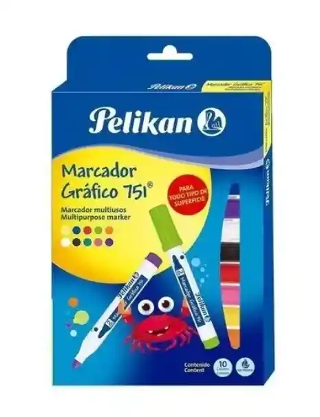 Marcador Pelikan 751 Multiusos Colores Surtidos X10