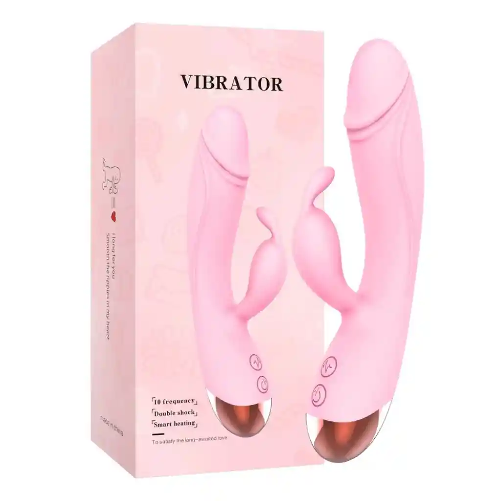 Vibrador 22cm Doble Estimulador Rabbit Recargable Juguetes Sexuales