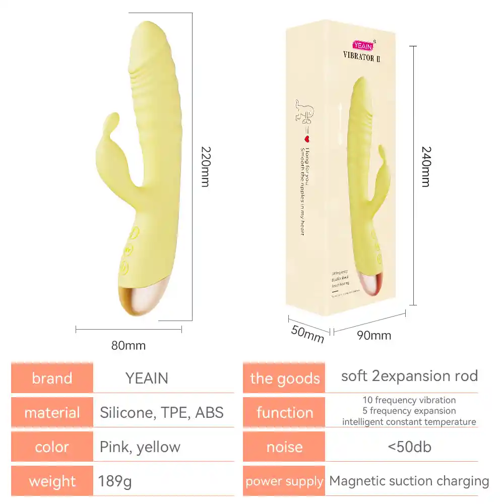 Vibrador 22cm Doble Estimulador Rabbit Recargable Juguetes Sexuales