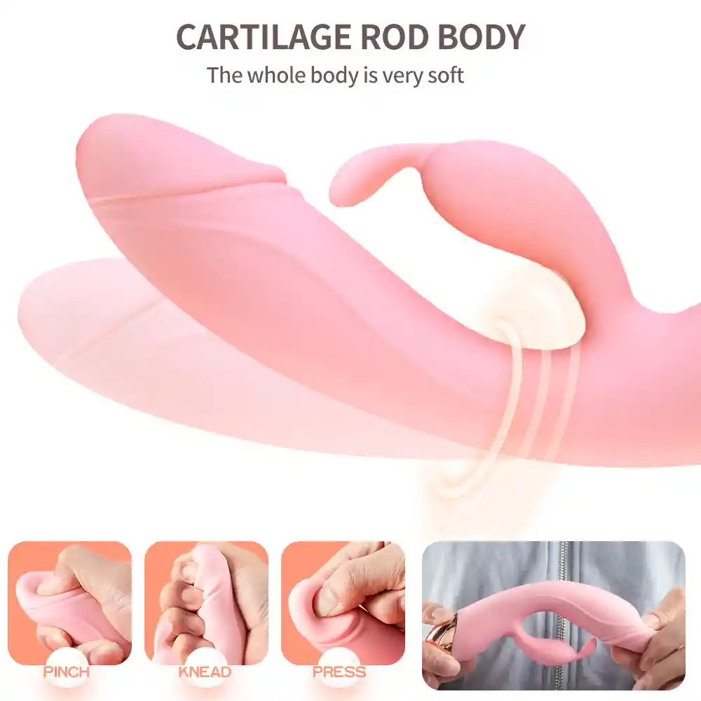 Vibrador 22cm Doble Estimulador Rabbit Recargable Juguetes Sexuales