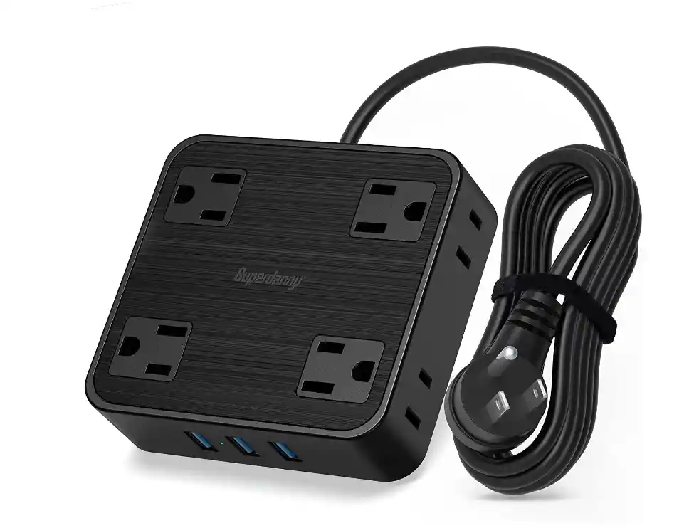 Regulador Protector Contra Sobretensiones De Regleta De Alimentación, 8 Tomas De Corriente Espaciadas Y 3 Puertos Usb, Cable De Extensión De Enchufe Plano De 5 Pies, 1050 Julios, Montaje En Pared