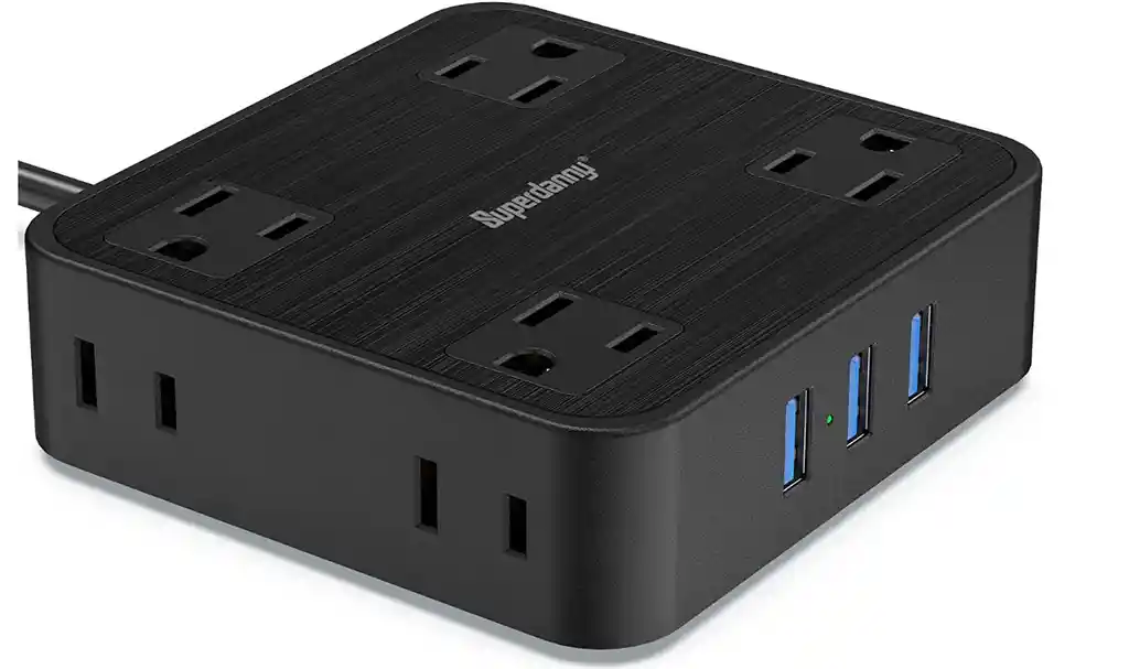 Regulador Protector Contra Sobretensiones De Regleta De Alimentación, 8 Tomas De Corriente Espaciadas Y 3 Puertos Usb, Cable De Extensión De Enchufe Plano De 5 Pies, 1050 Julios, Montaje En Pared