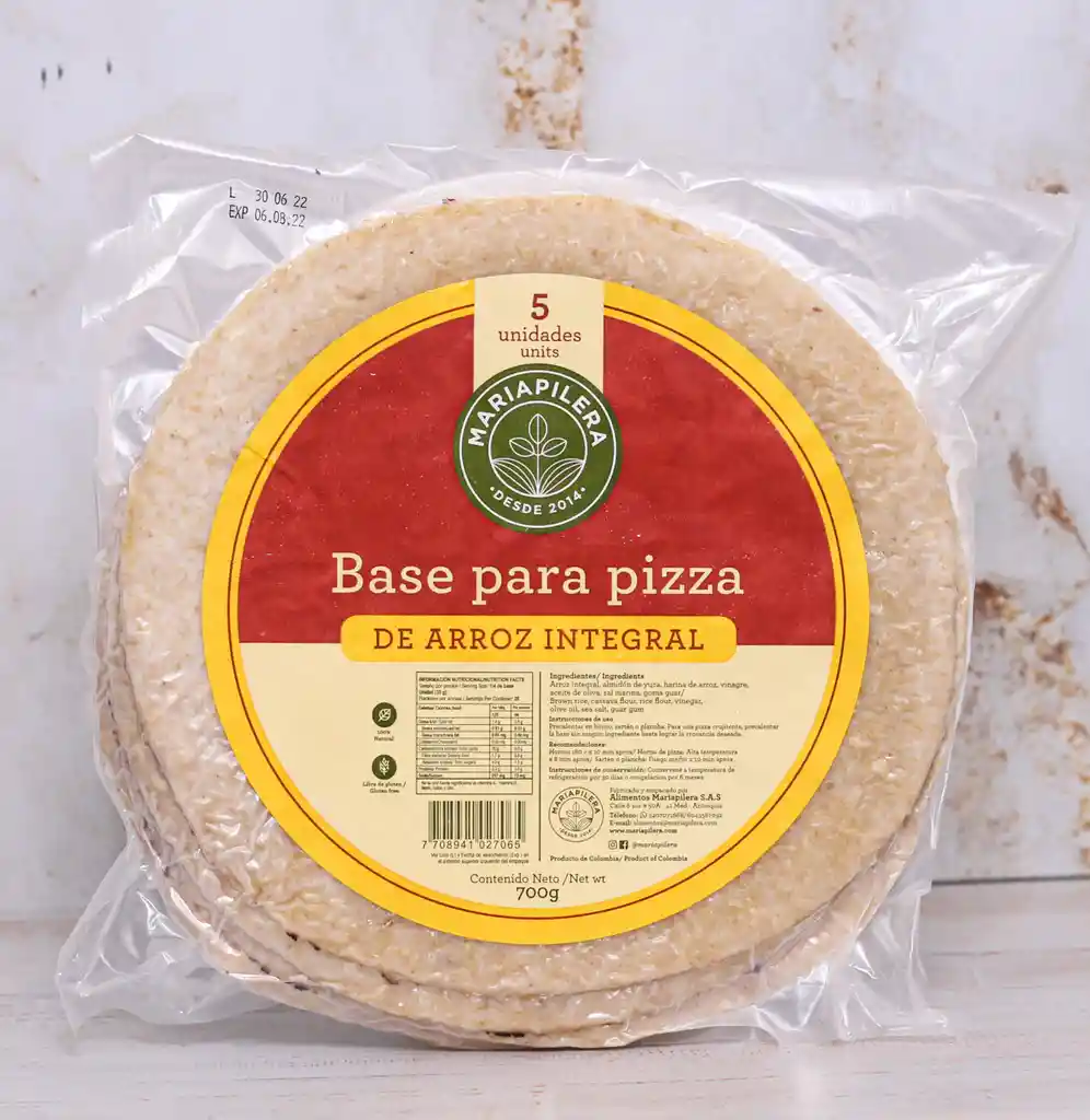   Maria Pilera  Base De Pizza Arroz Integral Natural 