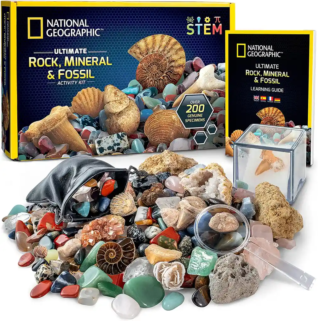 Kit National Geographic Rocas Geodas Fósiles Piedras Genuinas Juegos Educativos Geologia