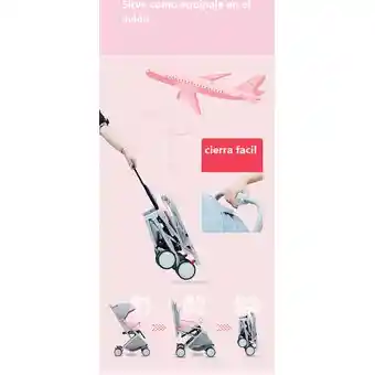 Coche Para Bebe Paseador Tipo Maleta + Toldillo Rosa Claro 609-2