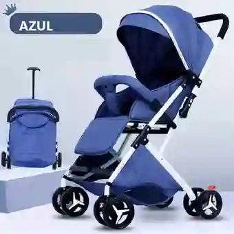Coche Paseador Para Bebe Tipo Maleta + Toldillo Azul 609-2