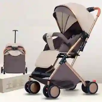 Coche Para Bebe Paseador Tipo Maleta + Toldillo Beige 609-1.