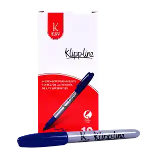 Plumón Permanente Klipp Punta Delgada Azul