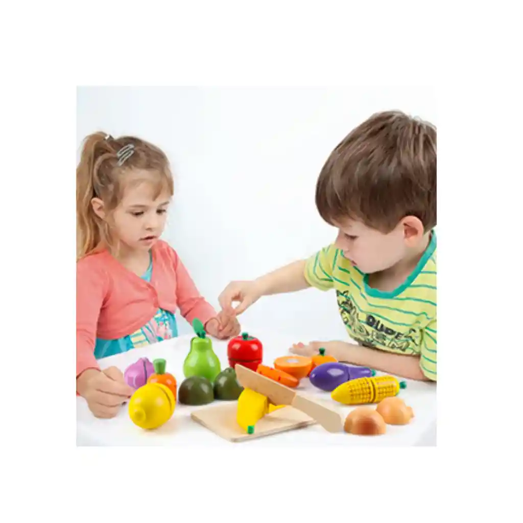 Frutas Y Verduras Madera Montessori Para Cortar Juego Niños