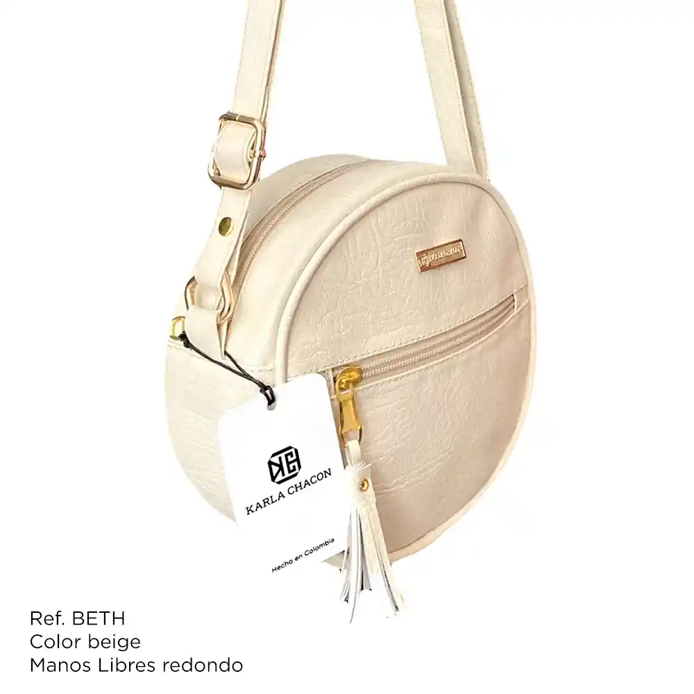 Bolso Manos Libres De Dama Mujer Karla Chacon Beth Beige