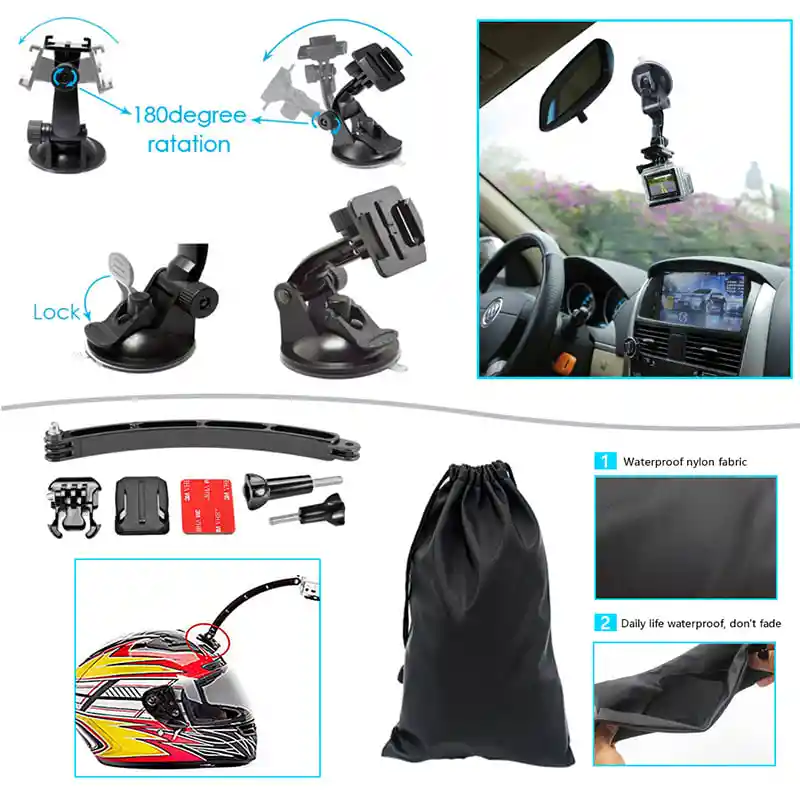 Kit 50 En 1 Accesorios Cámaras Deportivas Gopro 11- 10 -9- 8- 7 -6- 5 -4