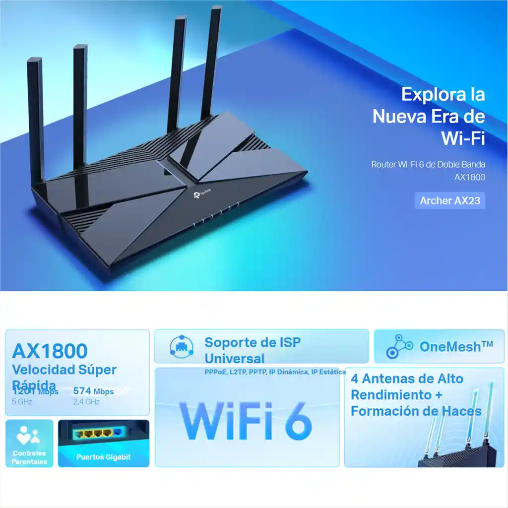  Router Gigabit Wifi 6 Dual Band Ax1800 Tp-Link Archer Ax23 