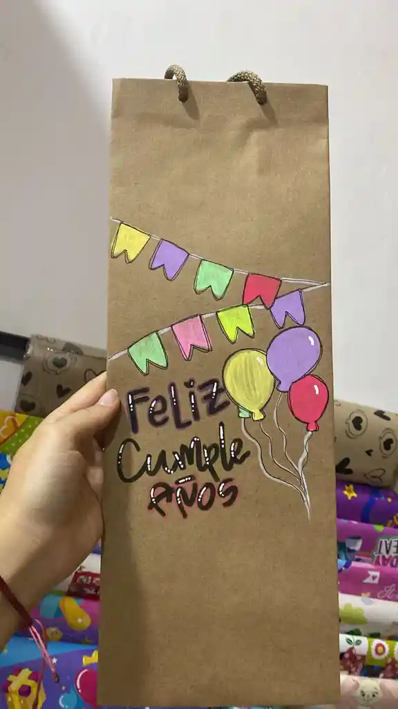 Bolsa De Regalo Kraf Marcada Vino