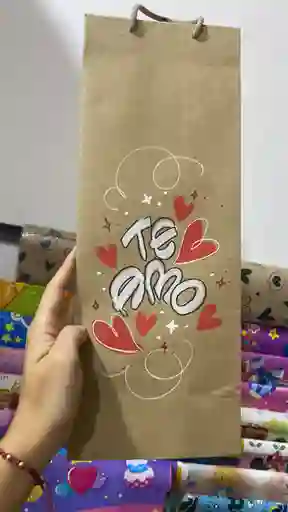 Bolsa De Regalo Kraf Marcada Vino