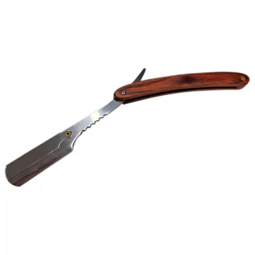 Navaja Profesional Barbera Madera Profesional Baberia Plateada Diseño Aleatorio