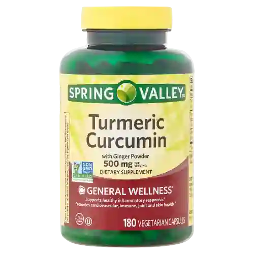 Spring Valley Curcuma Curcumina Suplemento Dietético Con Jengibre 500mg 180 Capsulas