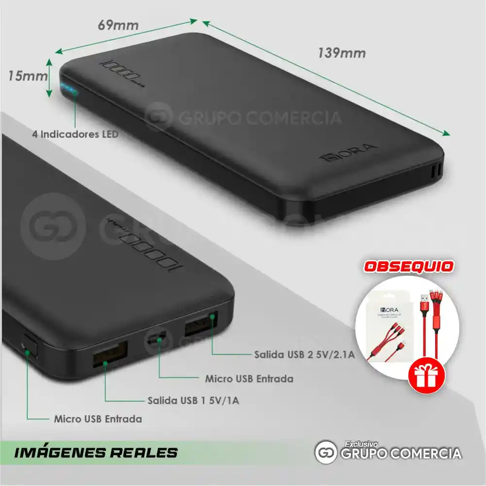 Power Bank 10.000 Smartphones Audífonos Compatibles Iphone