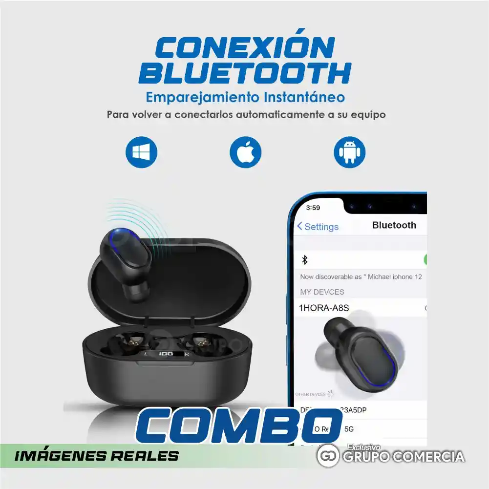 Power Bank 10.000 Smartphones Audífonos Compatibles Iphone