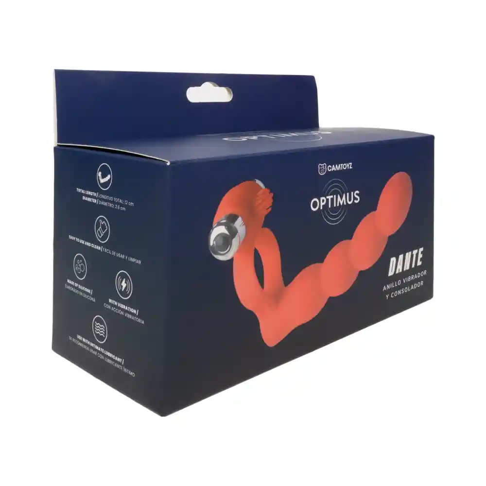 Anillo Vibrador Y Consolador Dante 7 Velocidades Rojo