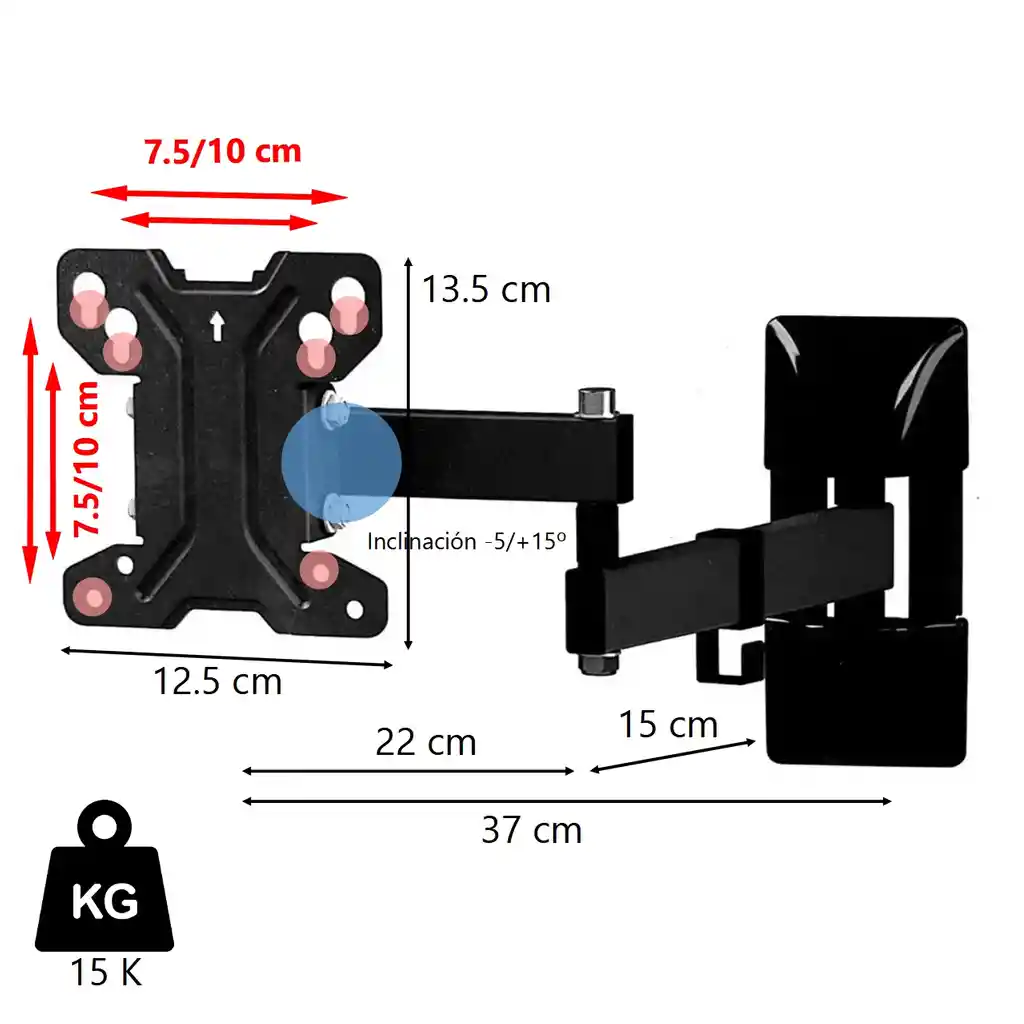 Soporte Para Monitor Pc Vesa Base Tv Móvil 13 14 17 19 21 24 27