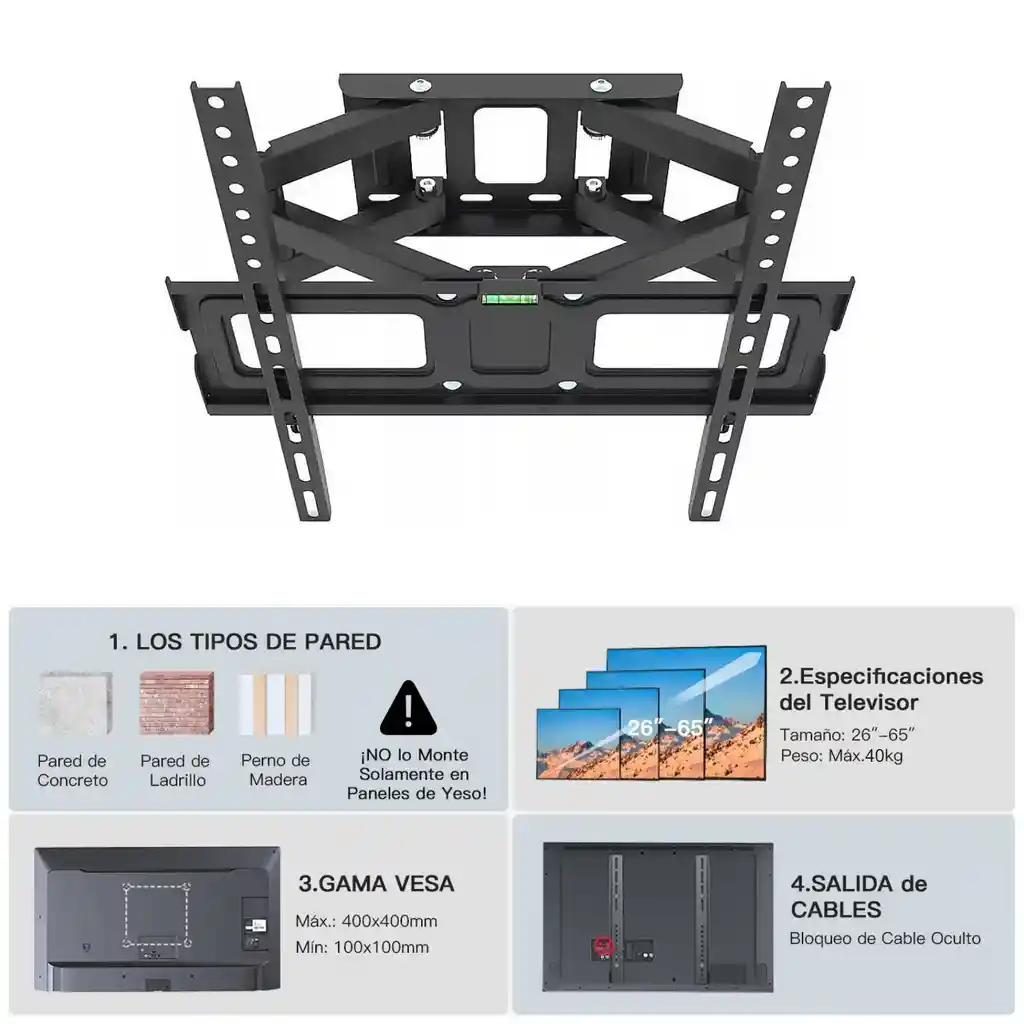 Soporte Móvil Con Giro Para Tv De 42 Hasta 65 Pulgadas