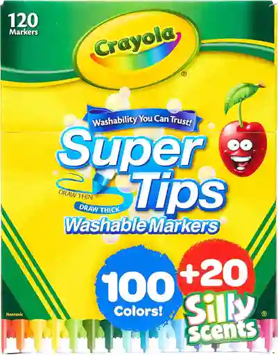Marcadores Crayola Super Tips X 120 Colores Plumones Lavables Silly Scents Originales Rotuladores