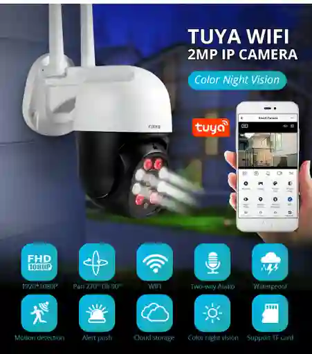 Cámara Seguridad Video Ip Wifi Ptz 1080p Exterior 360°