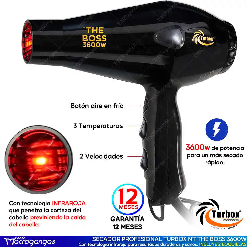  Secador Profesional TURBOX Ntthe Boss 3600W 