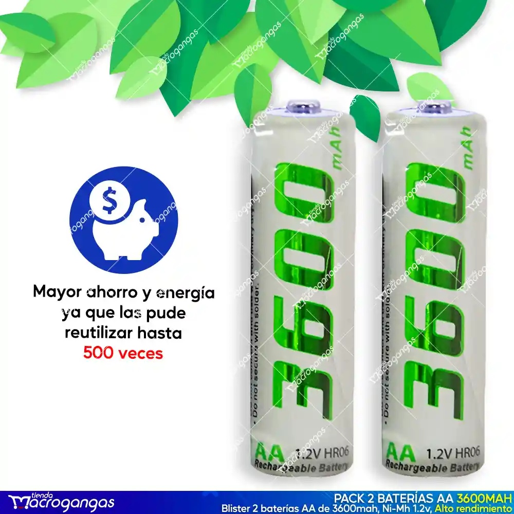 Pilas Baterías Recargables Aa 3600mah Blister X2