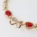 Pulsera Moñito Con Cristales Blancos Y Rojos - Baño 18k