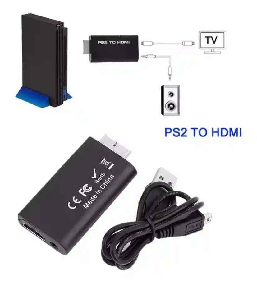 Adaptador Ps2 A Hdmi, Alta Definición Para Ps2 Y Ps3