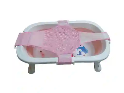 Bañera Plegable Bebesitos Con Malla Soporte 4 Puntos Rosa