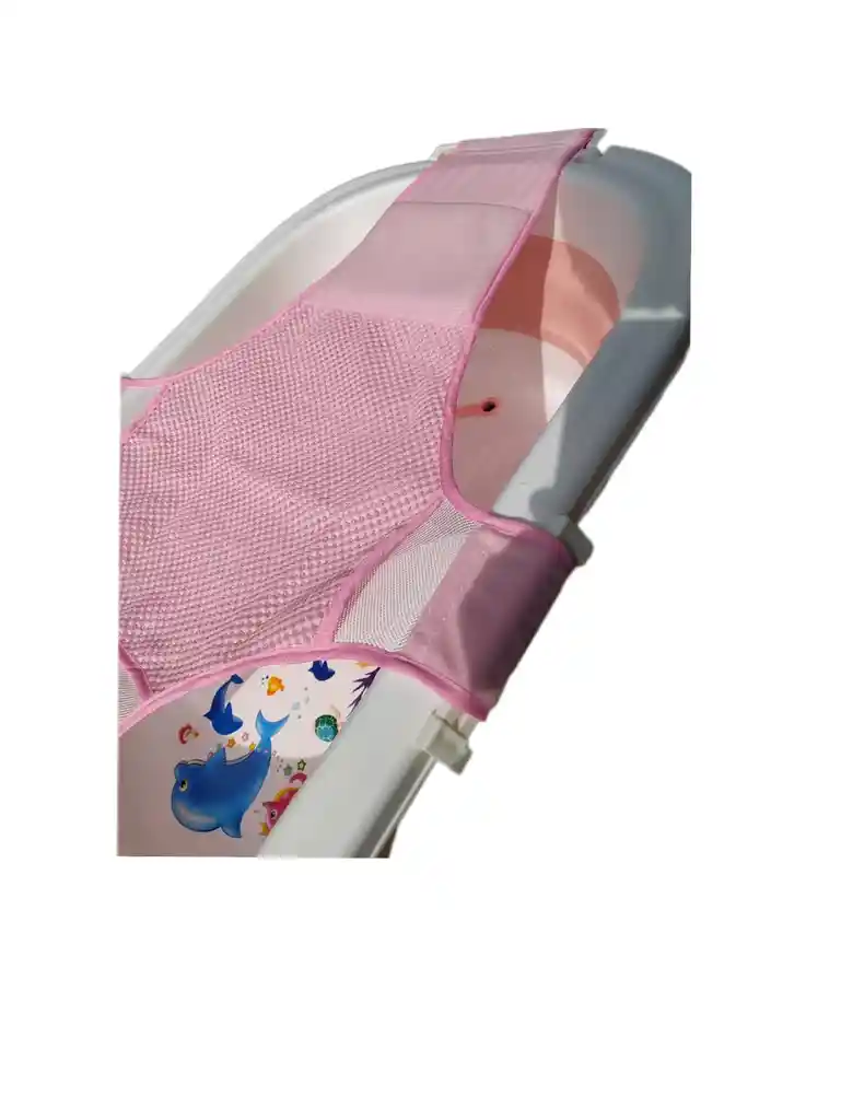 Bañera Plegable Bebesitos Con Malla Soporte 4 Puntos Rosa