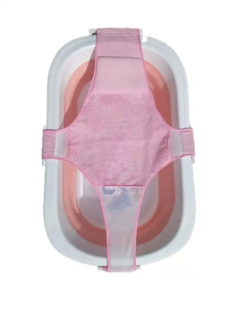 Bañera Plegable Bebesitos Con Malla Soporte 4 Puntos Rosa