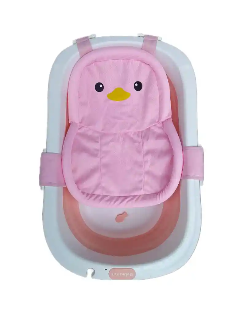 Bañera Plegable Bebesitos Con Malla Soporte Pinguino Rosa