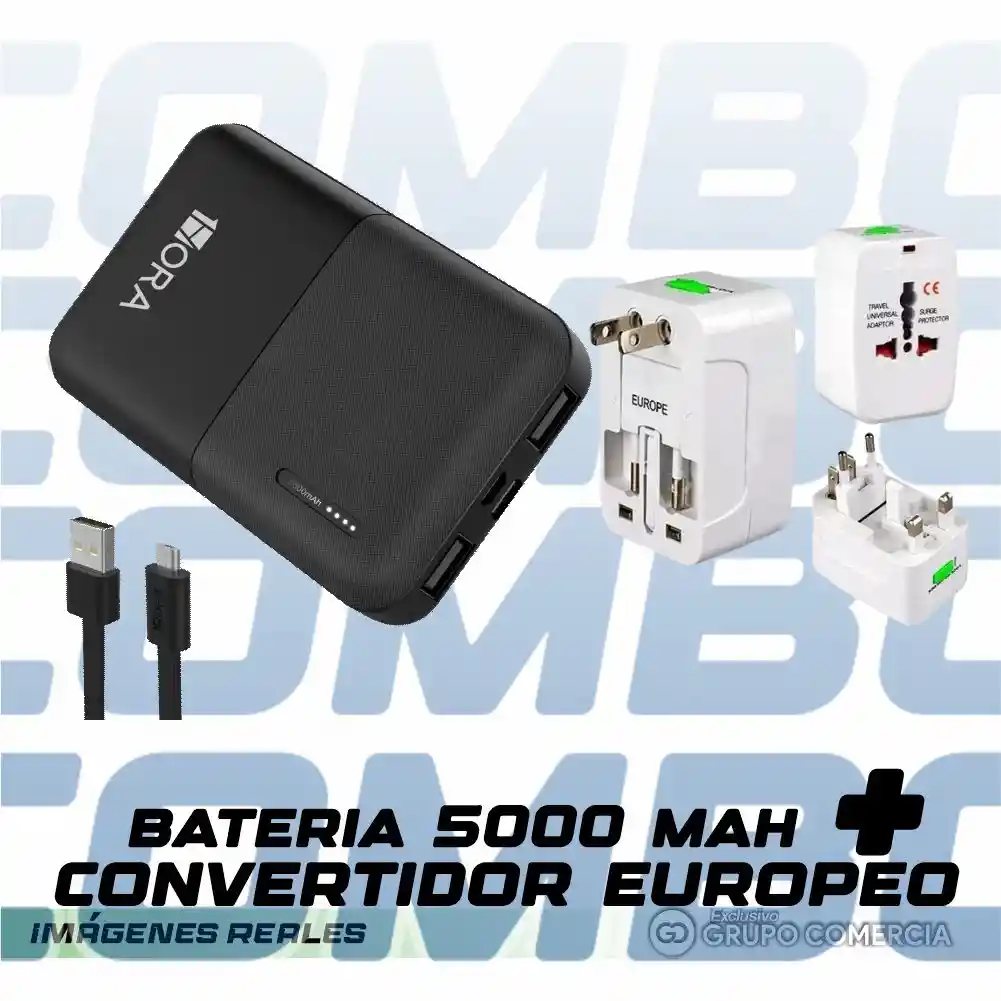 Kit De Cargador Viajero Con Power Bank 5.000mah + Obsequio