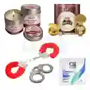 Kit Vela Para Masajes + Lubricante Neutro + Esposas Manos + Potenciador Sexual Femenino